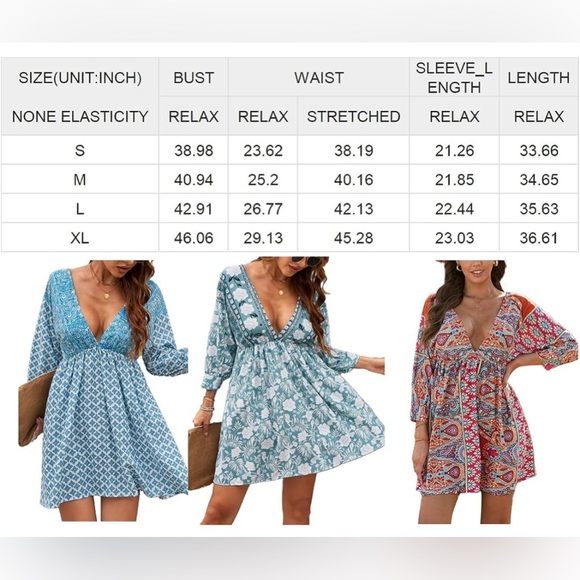 *SOLD* Boho Floral V Neck Dress - Picture 7 of 7